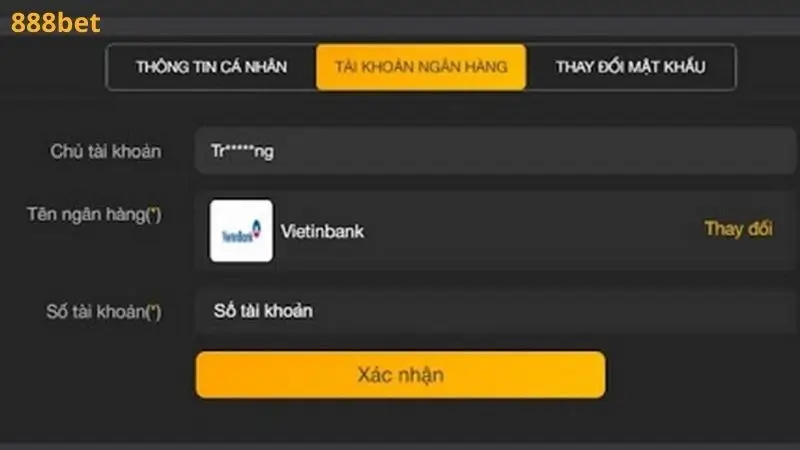 Chỉ cần điền đúng thông tin sẽ dễ dàng rút tiền tại 888bet