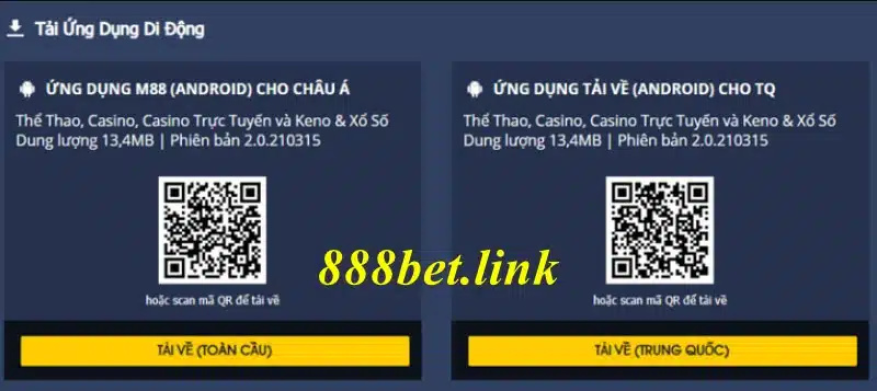 Tải ứng dụng 888bet cho hệ điều hành android